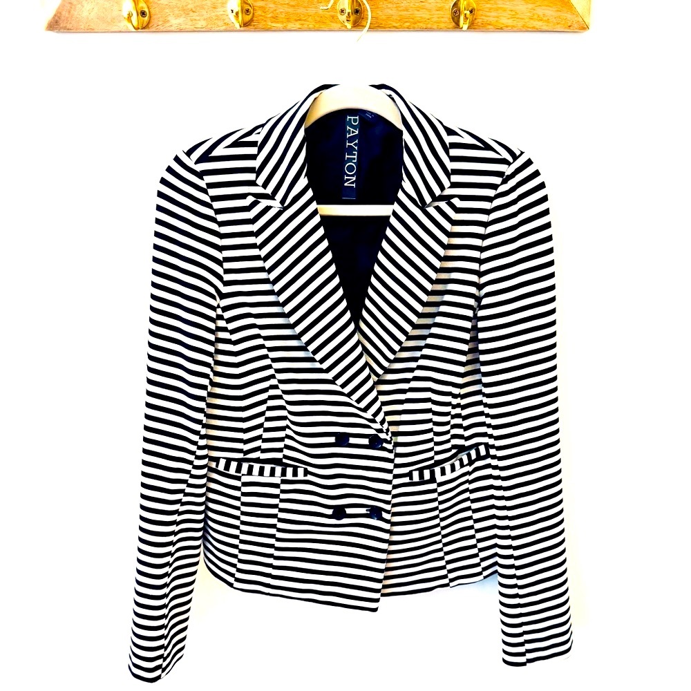 Women's Black and White Striped Jacket